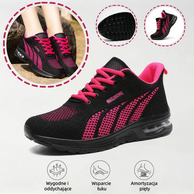 Ortopedyczne buty sportowe z siateczki – wsparcie łuku stopy, amortyzacja, ochrona kolan, oddychające i suche.
