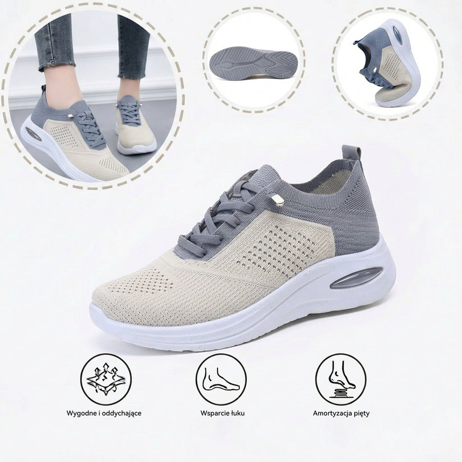 Ortopedyczne buty sportowe z siateczką — z podparciem łuku stopy, łagodzące ból; miękkie i amortyzujące.