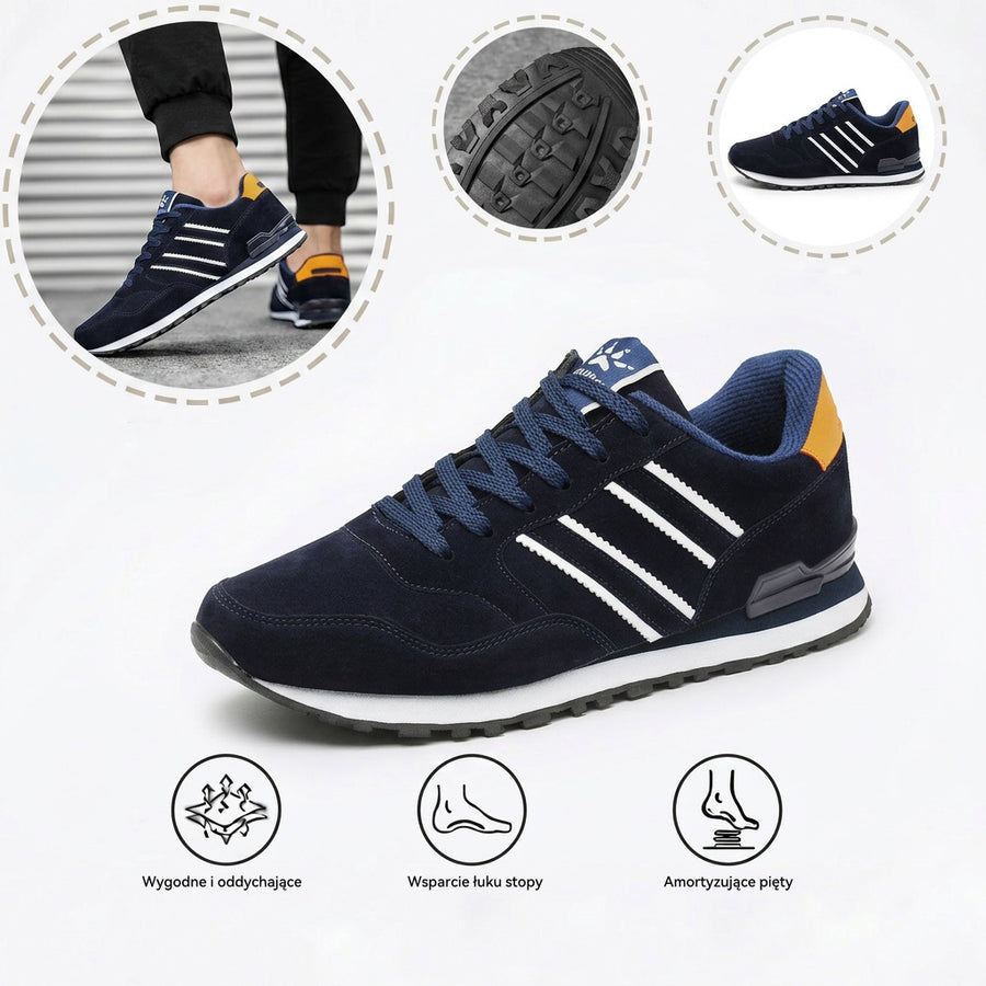 Retro sportowe buty ortopedyczne — z podparciem łuku stopy, łączące styl i wygodę