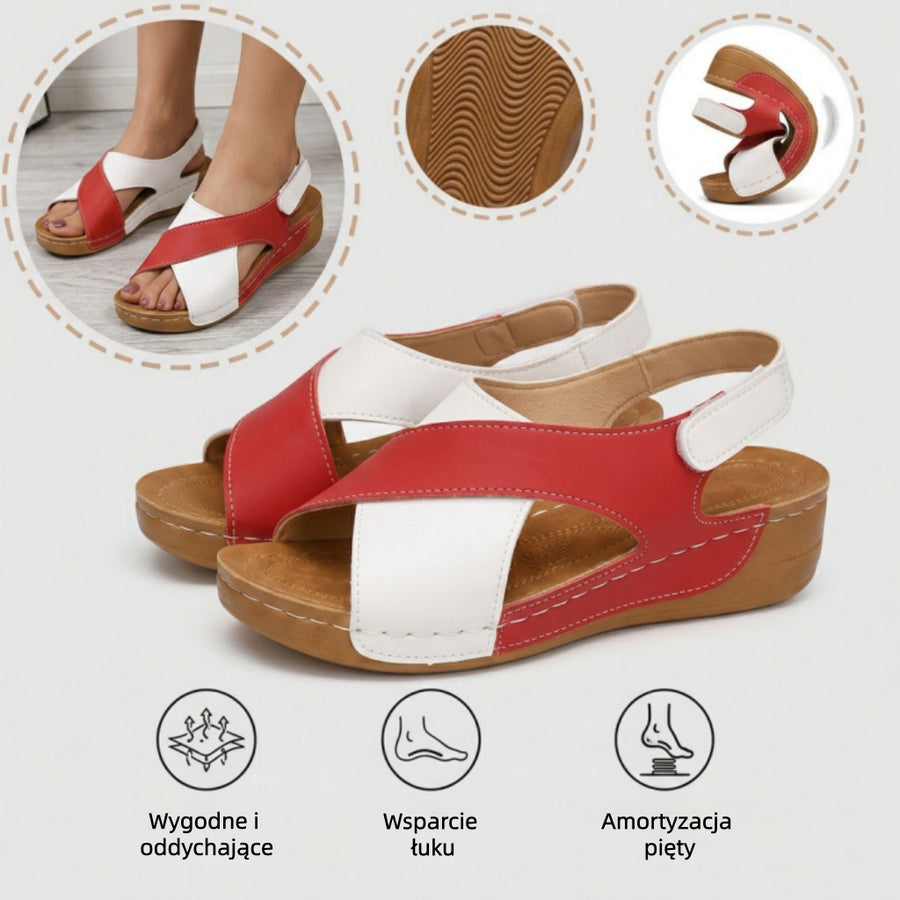 Ergonomiczne sandały ortopedyczne — z podparciem łuku stopy, które pomaga złagodzić ból stóp, ustabilizować piętę i zmniejszyć niestabilność podczas chodzenia