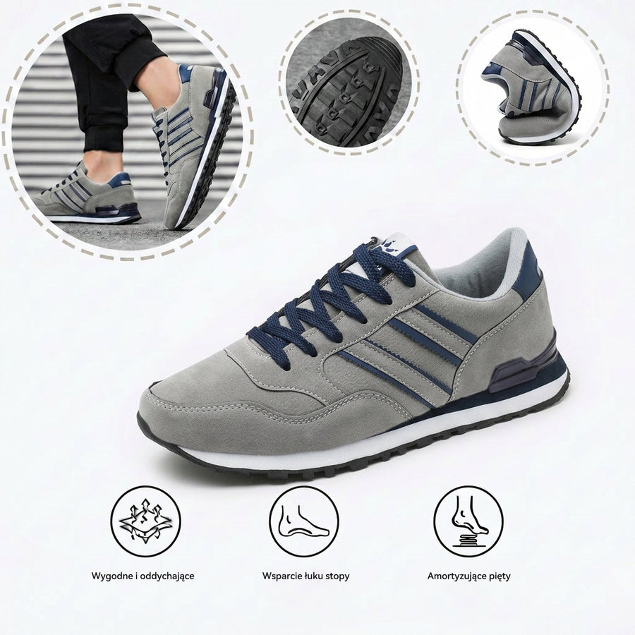 Retro sportowe buty ortopedyczne — z podparciem łuku stopy, łączące styl i wygodę