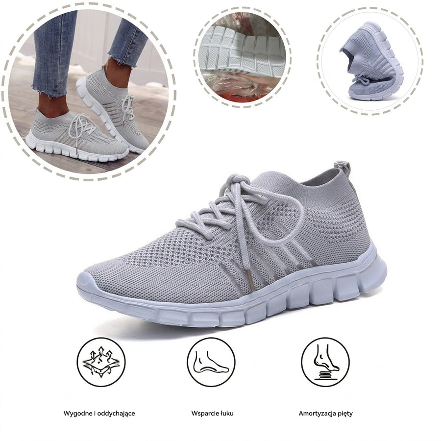Ortopedyczne buty sportowe z siateczką — z podparciem łuku stopy, łagodzące ból; miękkie i amortyzujące.
