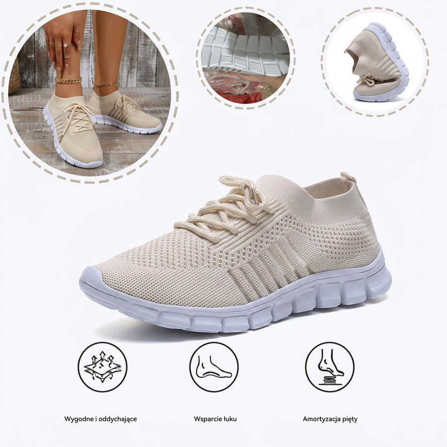 Ortopedyczne buty sportowe z siateczką — z podparciem łuku stopy, łagodzące ból; miękkie i amortyzujące.