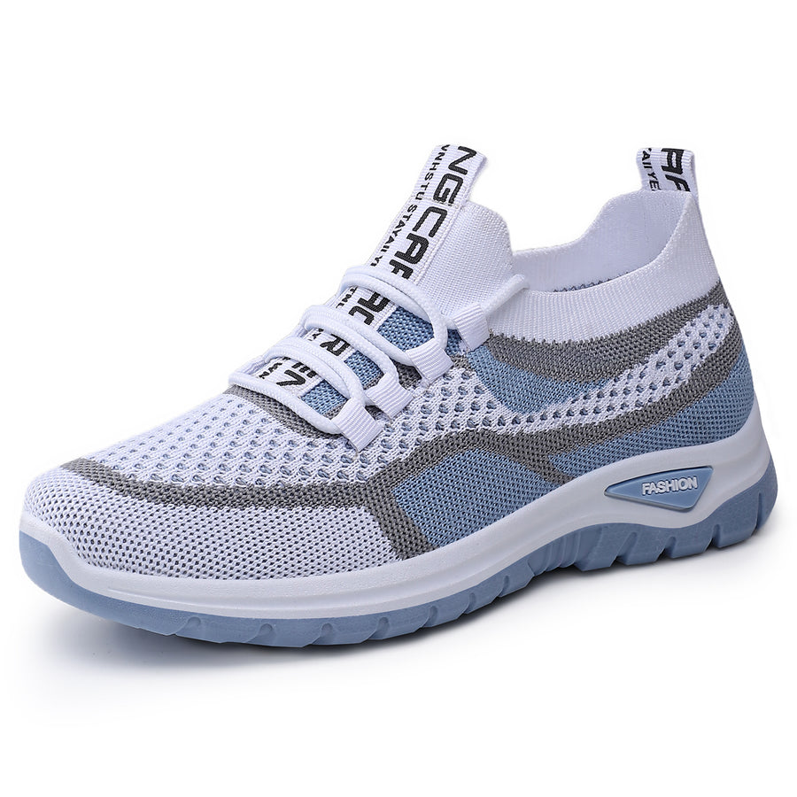 Casowe buty ortopedyczne w kontrastowych kolorach — wsparcie łuku stopy, ultralekka, amortyzująca gruba podeszwa, oddychająca cholewka wykonana techniką flyknit