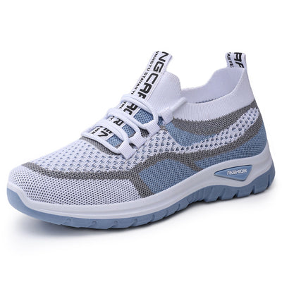 Casowe buty ortopedyczne w kontrastowych kolorach — wsparcie łuku stopy, ultralekka, amortyzująca gruba podeszwa, oddychająca cholewka wykonana techniką flyknit