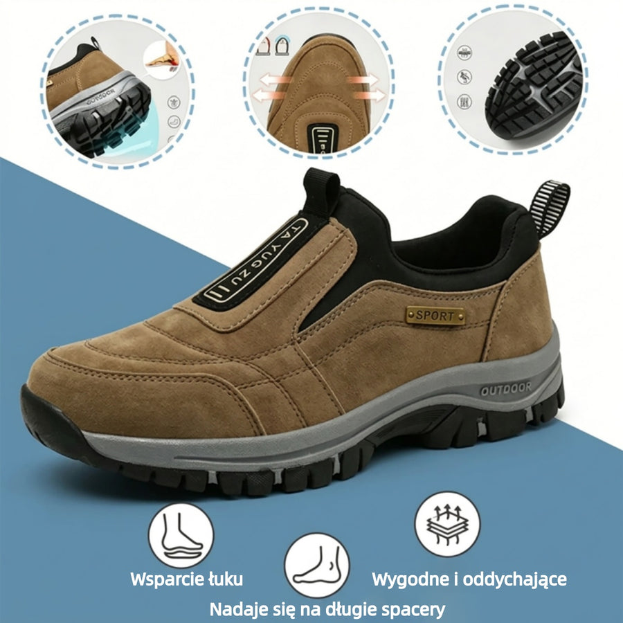 Wygodne ortopedyczne buty z zamszu – zapewniające wsparcie łuku stopy i łagodzące ból