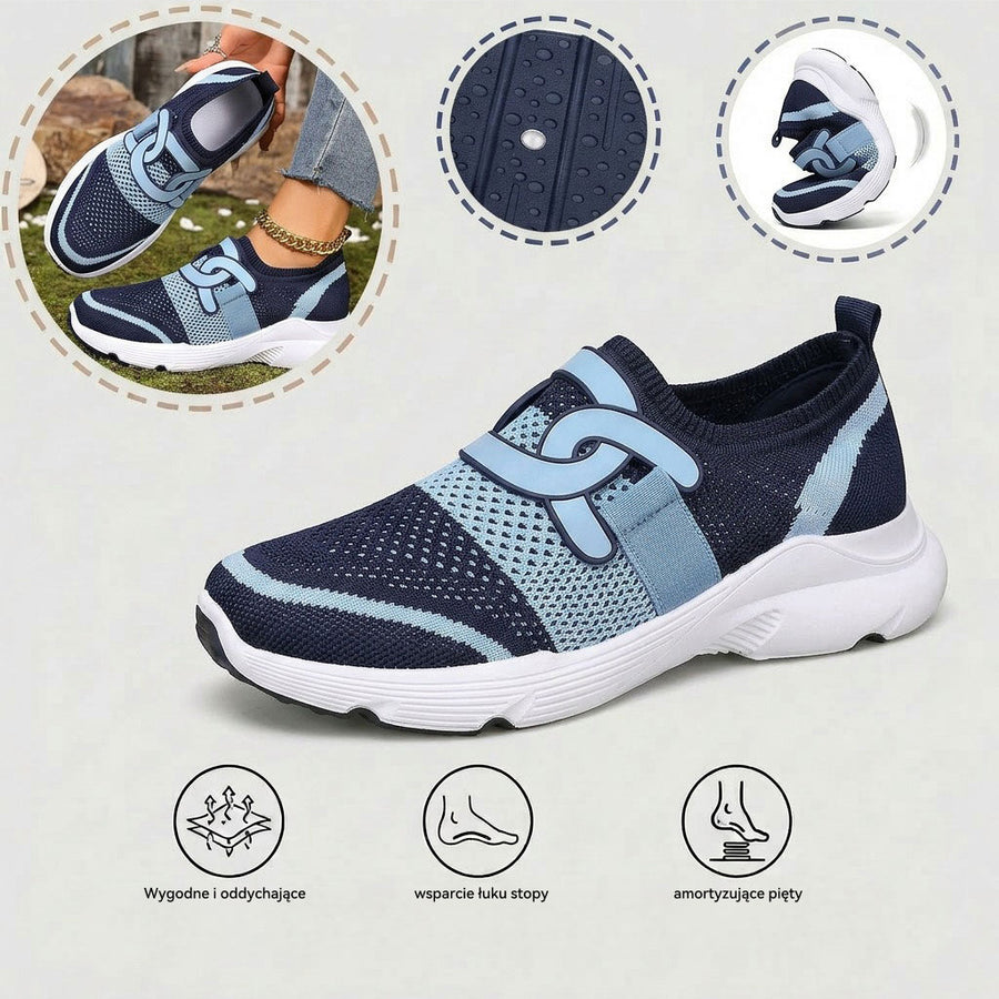 Ortopedyczne buty sportowe z siateczką – z podparciem łuku stopy, łagodzące ból; miękkie i amortyzujące.