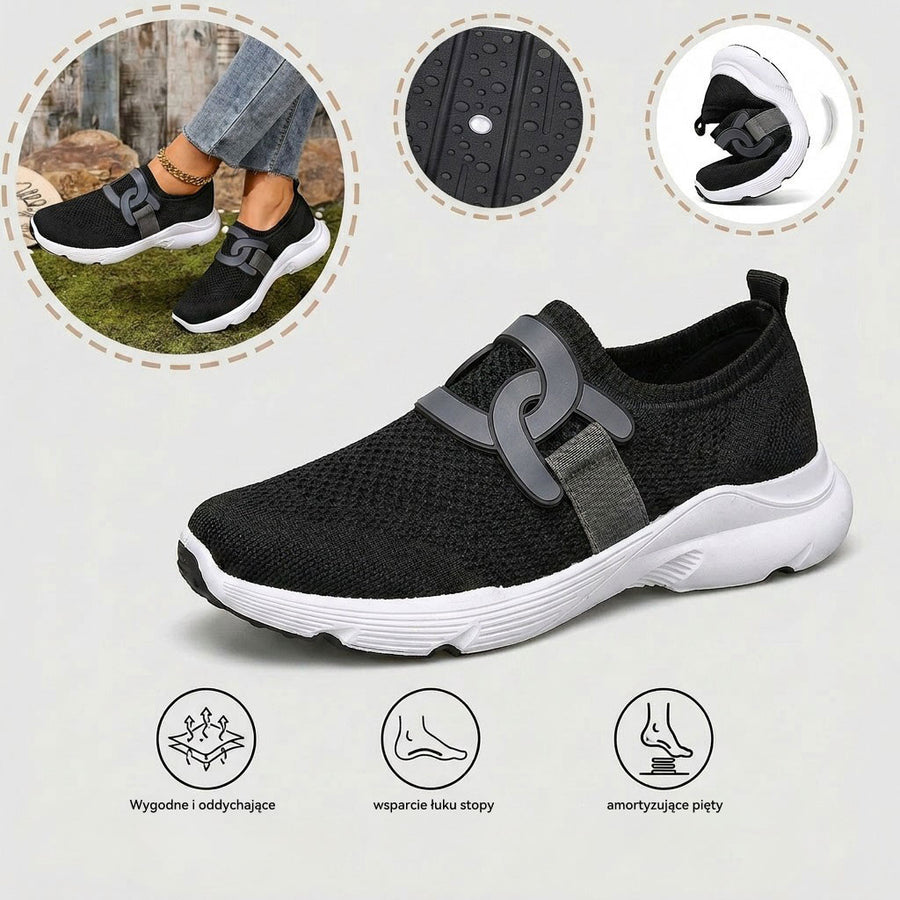 Ortopedyczne buty sportowe z siateczką – z podparciem łuku stopy, łagodzące ból; miękkie i amortyzujące.