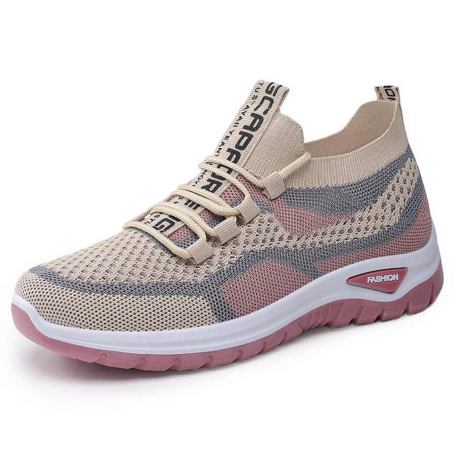 Casowe buty ortopedyczne w kontrastowych kolorach — wsparcie łuku stopy, ultralekka, amortyzująca gruba podeszwa, oddychająca cholewka wykonana techniką flyknit