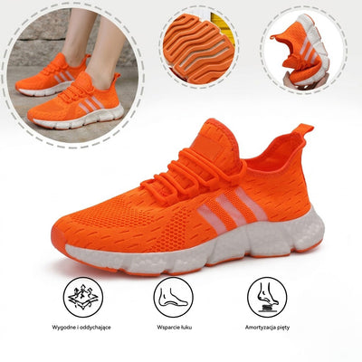 Ortopedyczne buty sportowe z siateczką — z podparciem łuku stopy, łagodzące ból; miękkie i amortyzujące.