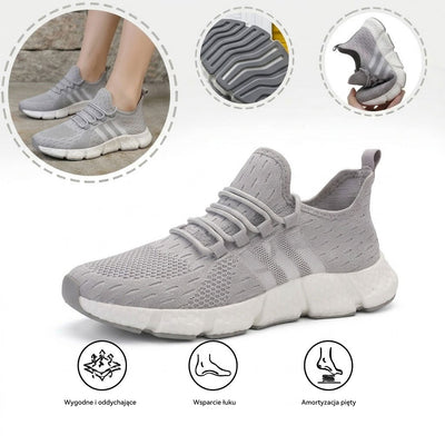 Ortopedyczne buty sportowe z siateczką — z podparciem łuku stopy, łagodzące ból; miękkie i amortyzujące.