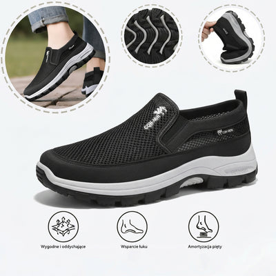 Ortopedyczne buty sportowe z siateczką — z podparciem łuku stopy, łagodzące ból; miękkie i amortyzujące.
