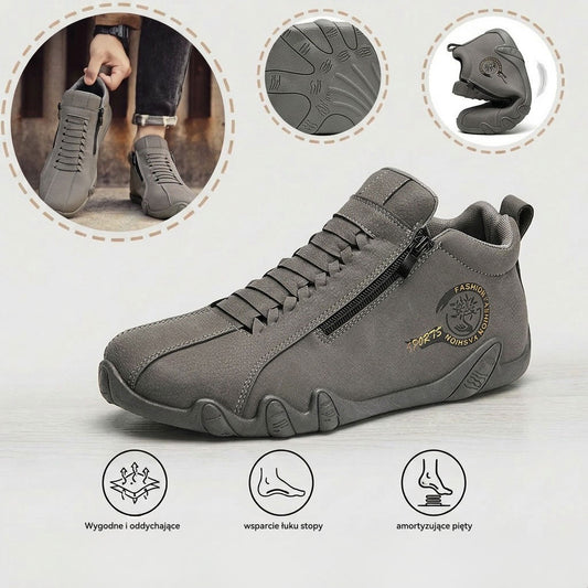 Wygodne buty ortopedyczne – ergonomiczne podparcie łuku stopy, łagodzące ból, szeroki krój, który nie uciska stóp.