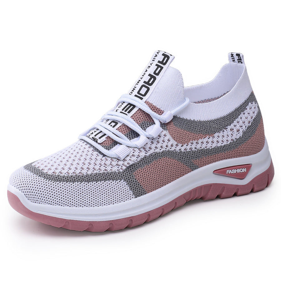 Casowe buty ortopedyczne w kontrastowych kolorach — wsparcie łuku stopy, ultralekka, amortyzująca gruba podeszwa, oddychająca cholewka wykonana techniką flyknit