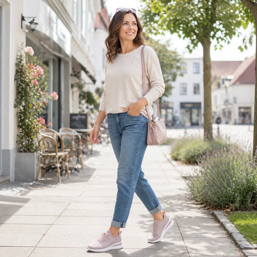 Ergonomiczne buty ortopedyczne — wbudowana podpora łuku stopy, ulga w bólu stóp i amortyzacja wstrząsów przy każdym kroku