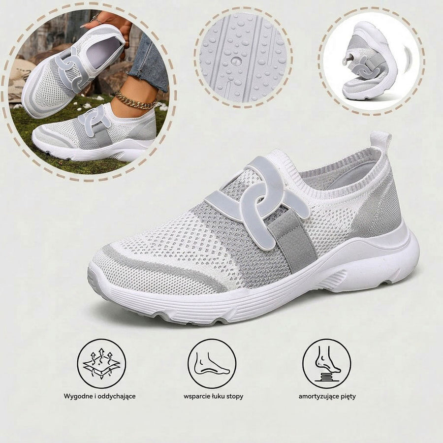 Ortopedyczne buty sportowe z siateczką – z podparciem łuku stopy, łagodzące ból; miękkie i amortyzujące.