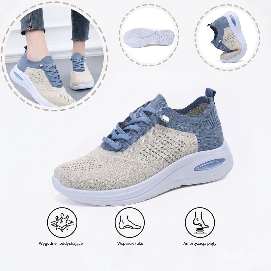 Ortopedyczne buty sportowe z siateczką — z podparciem łuku stopy, łagodzące ból; miękkie i amortyzujące.