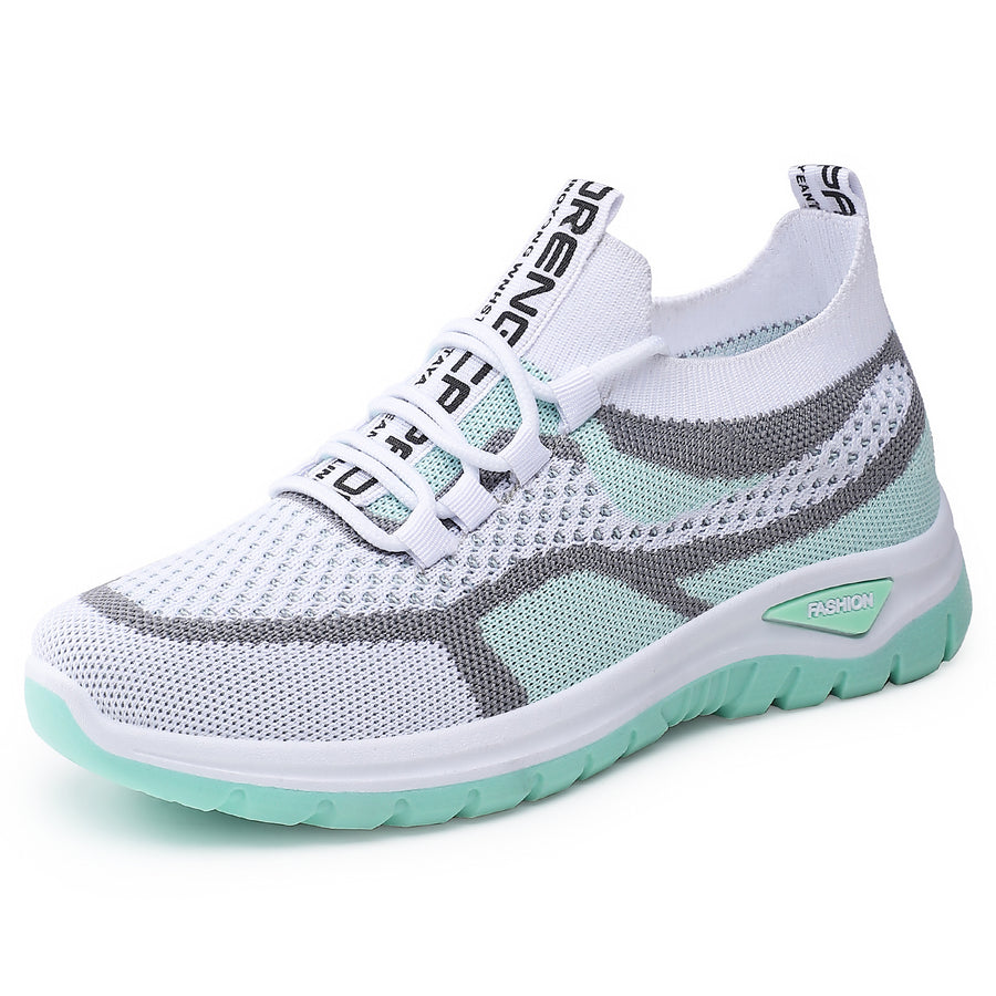 Casowe buty ortopedyczne w kontrastowych kolorach — wsparcie łuku stopy, ultralekka, amortyzująca gruba podeszwa, oddychająca cholewka wykonana techniką flyknit