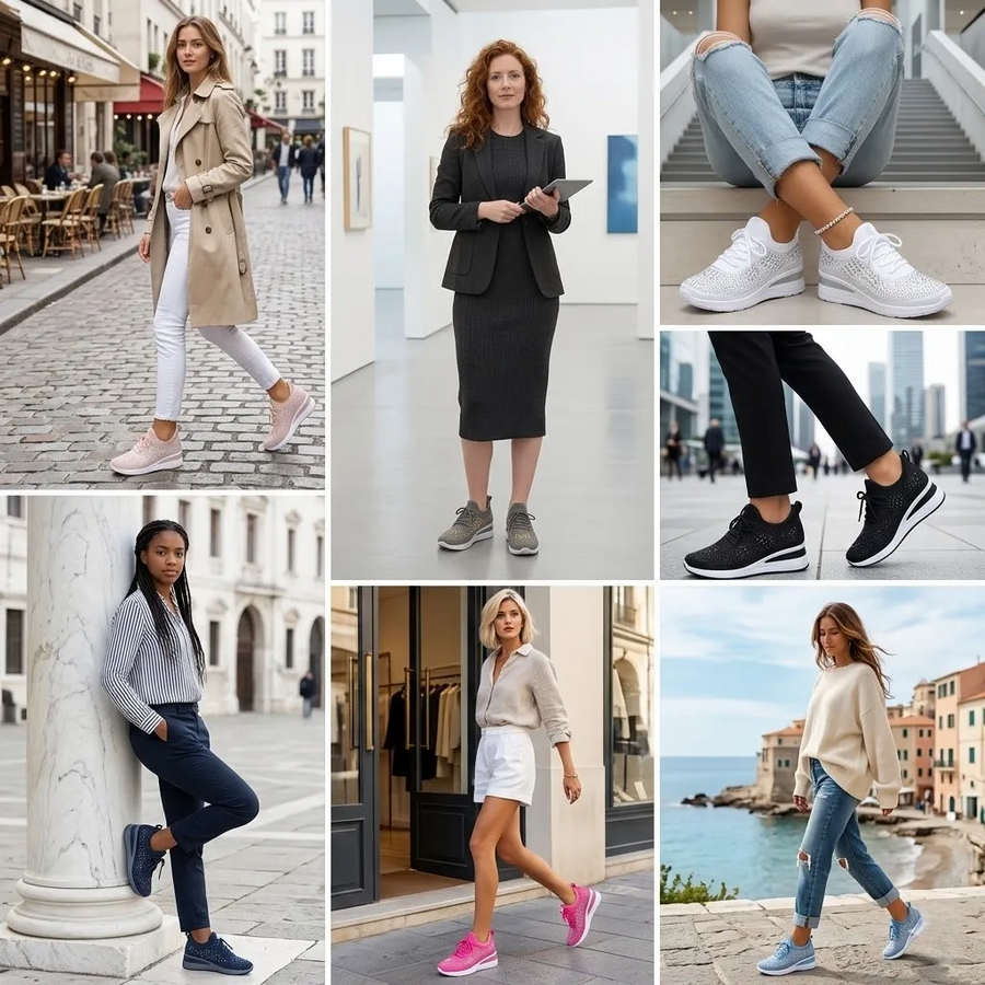 Ergonomiczne buty ortopedyczne — wbudowana podpora łuku stopy, ulga w bólu stóp i amortyzacja wstrząsów przy każdym kroku