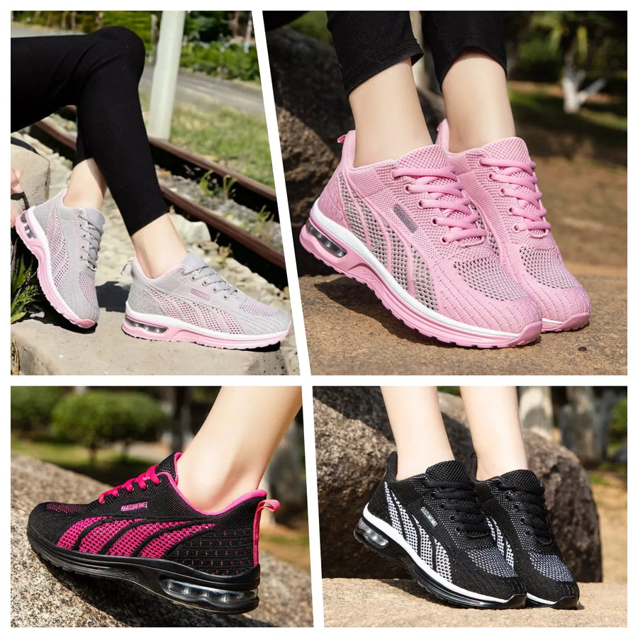 Ortopedyczne buty sportowe z siateczki – wsparcie łuku stopy, amortyzacja, ochrona kolan, oddychające i suche.