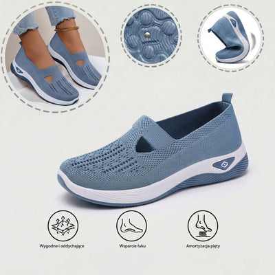 Ortopedyczne buty sportowe z siateczką – z podparciem łuku stopy, łagodzące ból; miękkie i amortyzujące.