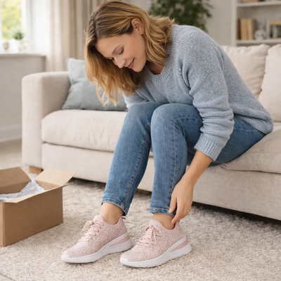 Ergonomiczne buty ortopedyczne — wbudowana podpora łuku stopy, ulga w bólu stóp i amortyzacja wstrząsów przy każdym kroku