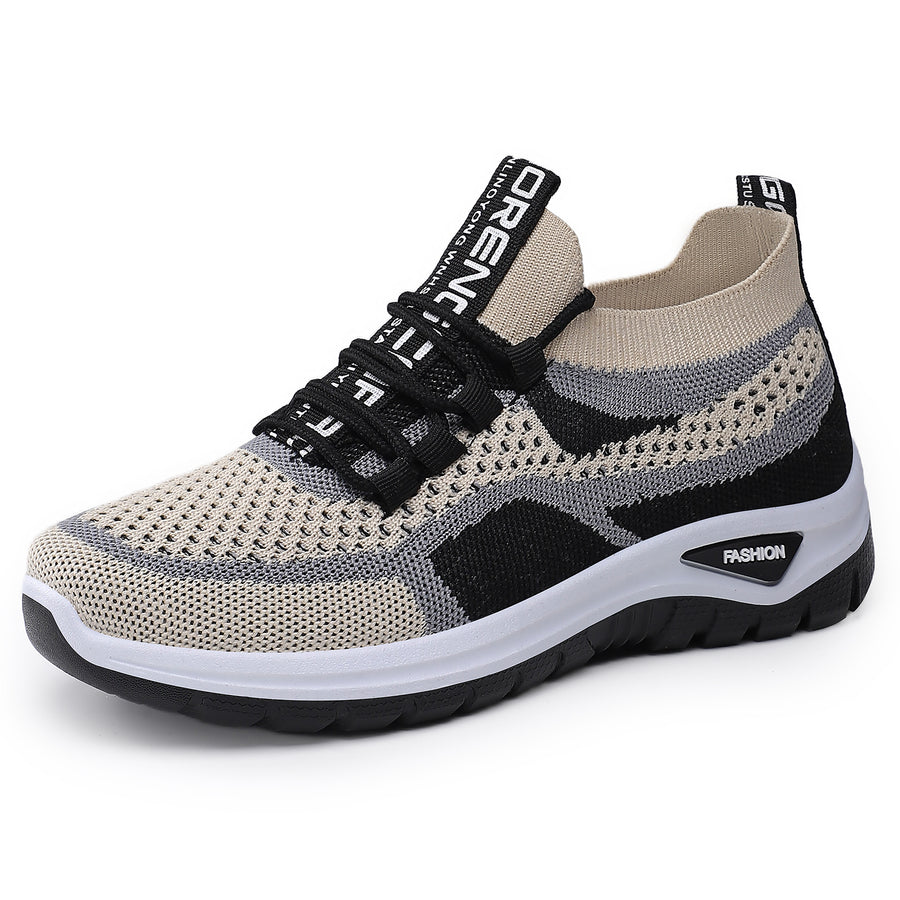 Casowe buty ortopedyczne w kontrastowych kolorach — wsparcie łuku stopy, ultralekka, amortyzująca gruba podeszwa, oddychająca cholewka wykonana techniką flyknit